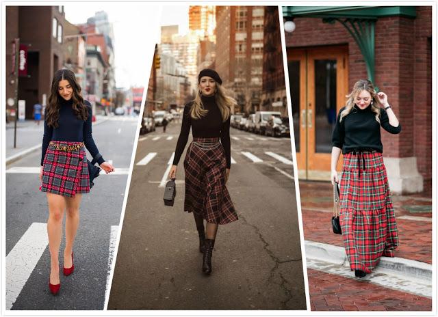 Plaid Skirt+ Turtleneck 