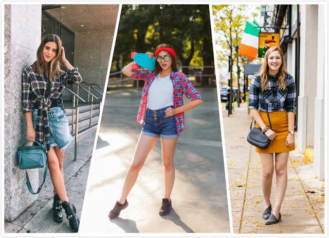 Plaid Shirt +Skirt / Shorts